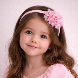 Halabaloo Charming Boutique Thin Hard Headband Pink w/Pink Hearts One Size NWOT